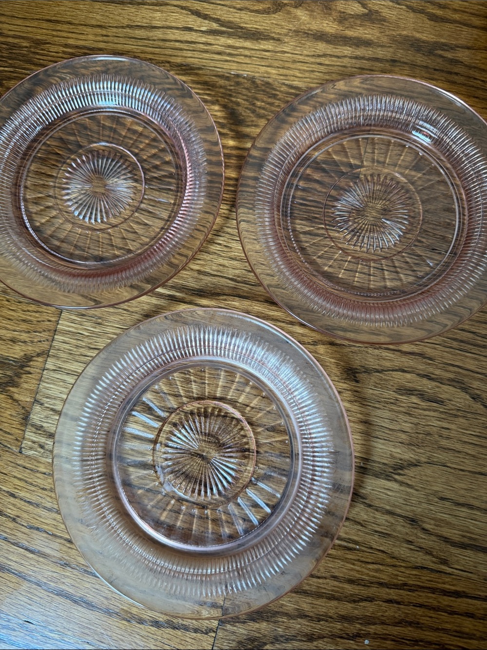 Anchor Hocking  coronation pink bread and butter plate 6" -  set of 3 VINTAGE